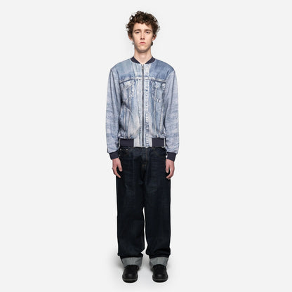 Printed Denim Fleece Bomber SS2693SCPDFB BLU