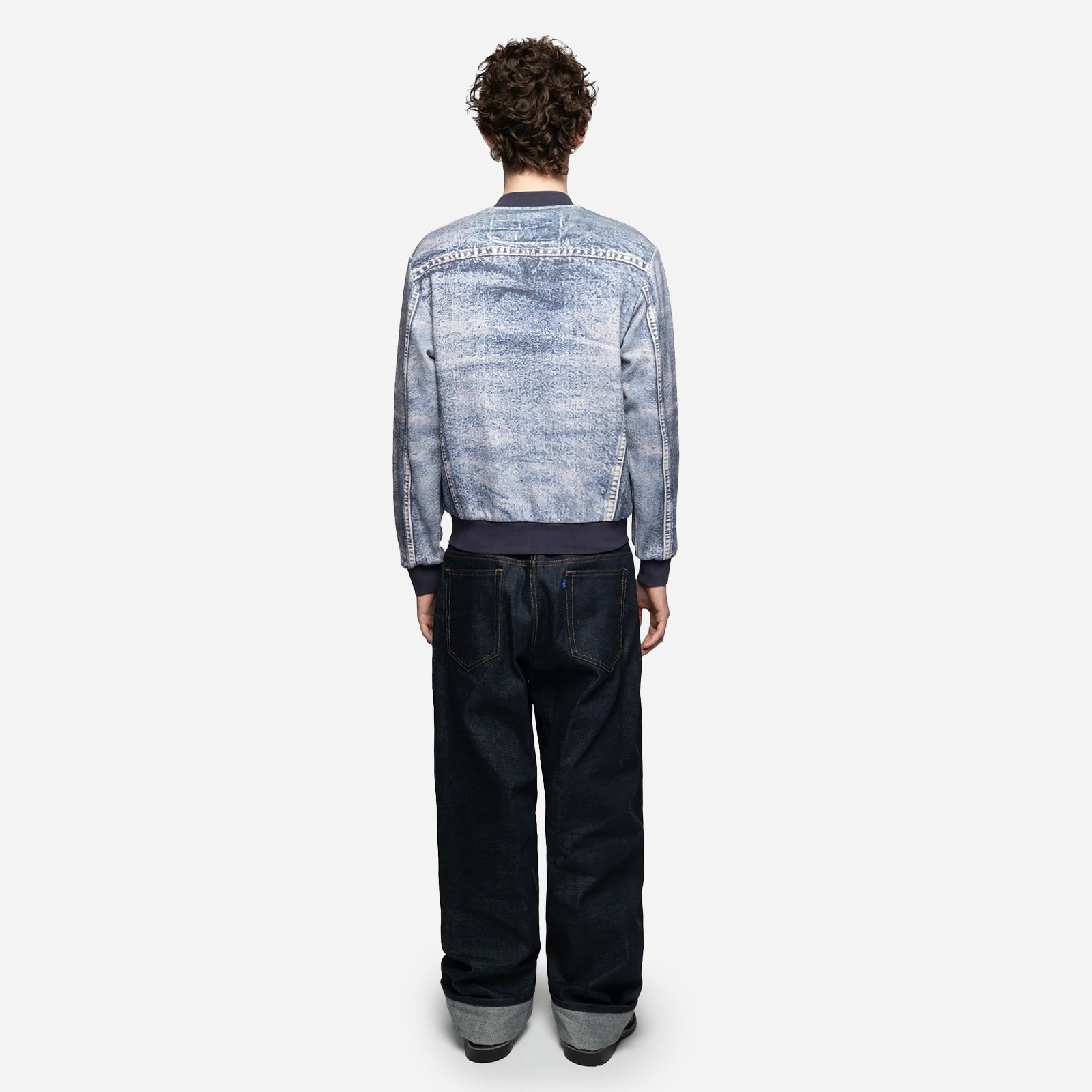 Printed Denim Fleece Bomber SS2693SCPDFB BLU