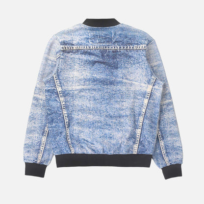 Printed Denim Fleece Bomber SS2693SCPDFB BLU