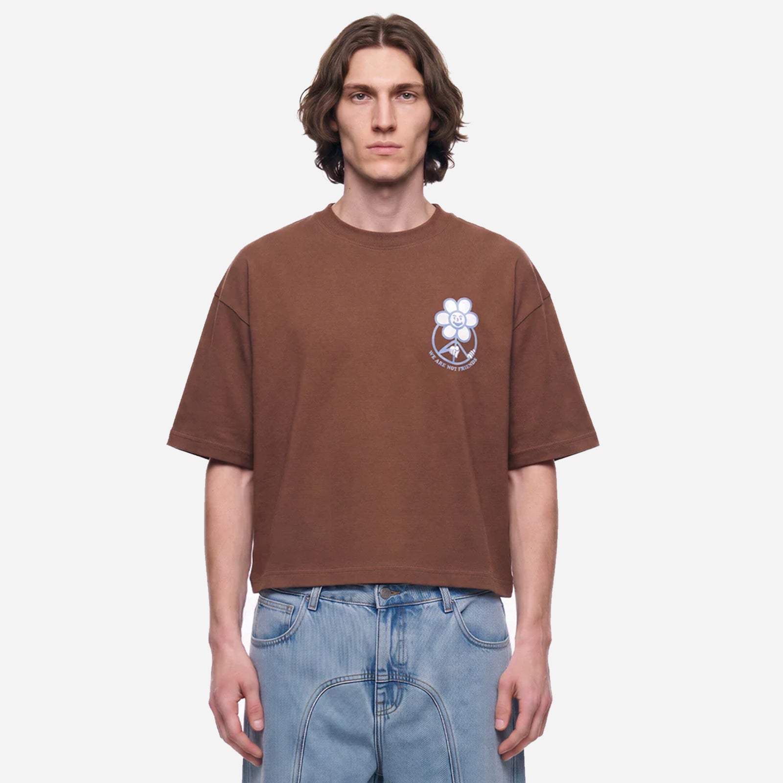 We Are Not Friends Boxy Daisy Brown T-shirt WANF-FA2601